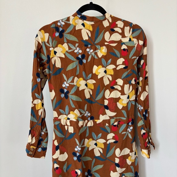 Sezane Vic Midi Dress in Brown Floral Design Size 34/2 - Picture 13 of 13